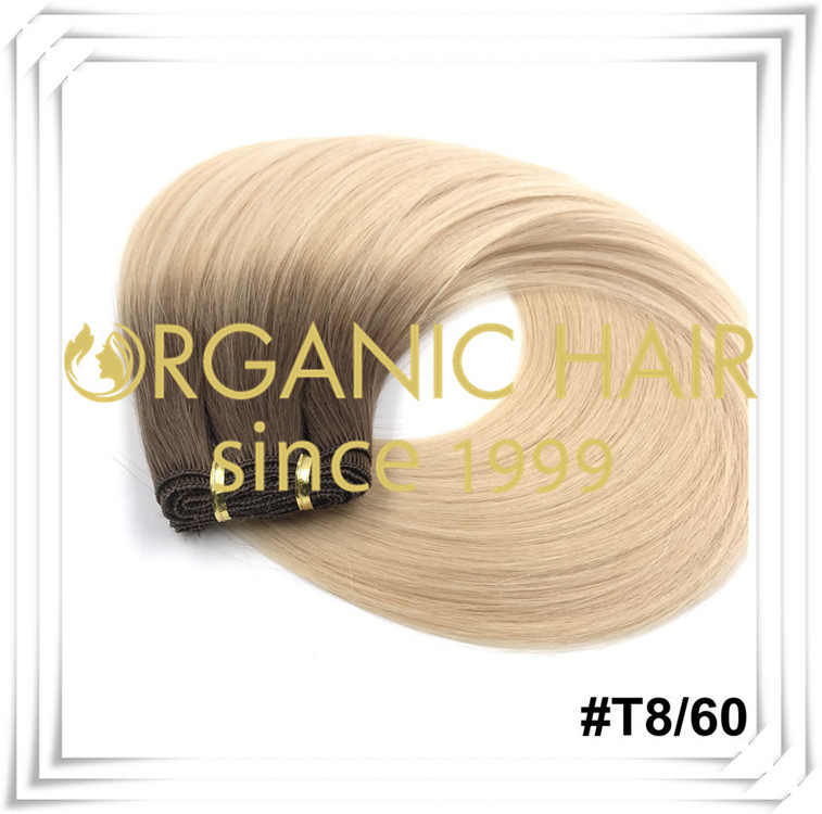 Ombre color #T8/60 hand tied weft hair extension C005